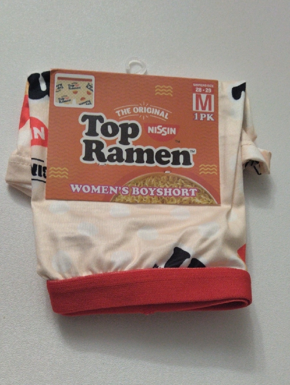 Top Ramen Women's Boyshorts  Cream With Black And Red Letters Novelty Size M New